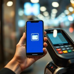 Customer Using Smartphone Wallet for Contactless Payment