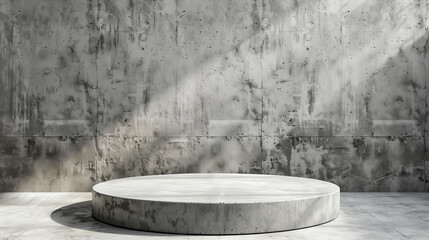 an empty round shape concrete podium for products advisement, marketing or promotion background 