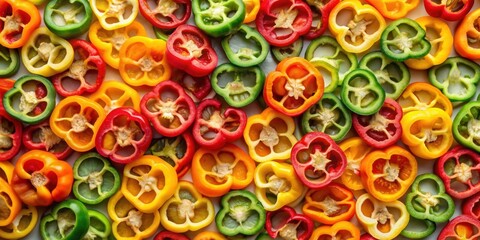 Sliced colorful peppers in a vibrant and artistic pattern , vegetables, peppers, colorful, food, fresh, slices, organic, produce