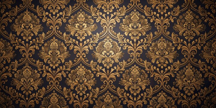 Fototapeta Intricate and dark baroque pattern background, black,ornate, wallpaper, intricate, dark, baroque, design, detailed, elegant