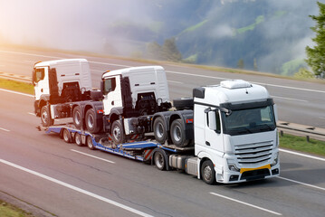Cargo Trailer TIR Trucks Transportation On Flatbed