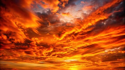 Fototapeta premium Fiery orange dramatic cloudy sunset sky colorful , sunset, sky, clouds, fiery, orange, dramatic, colorful, nature, landscape