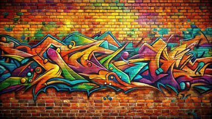 Graffiti artwork on a brick wall , urban, street art, spray paint, vandalism, colorful, graffiti culture