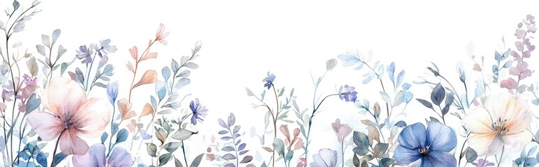 Watercolor floral illustration suitable for a wedding or greeting card frame