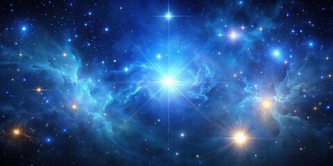 Fototapeta premium Radiant blue nebula and stars in a luminous cosmic glow background, Nebula, Stars, Blue, Cosmic, Glow, Space