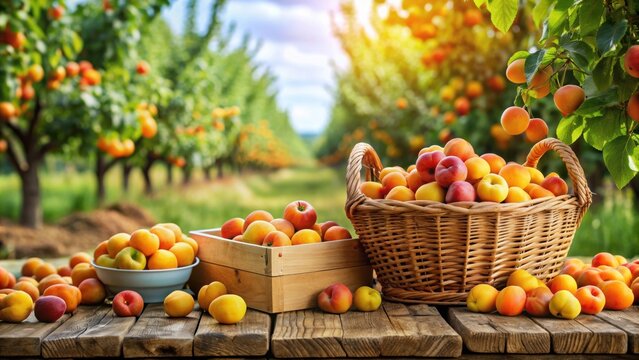 Preparation and harvesting of apricot, apricot, fruit, orchard, agriculture, picking, farming, ripe, harvest, summer, worker, organic