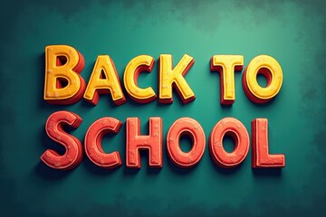 Bright and colorful 'Back to School' sign with vibrant yellow and red letters against a green background.