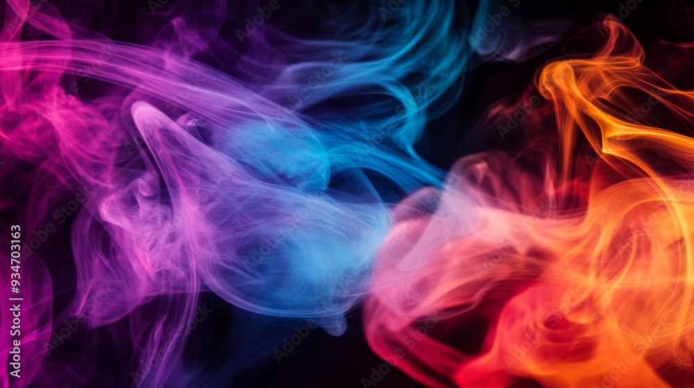 Aufkleber abstract close-up of colorful smoke plumes in motion, creating a sense of fluidity and energy agains