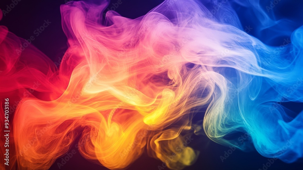 Aufkleber abstract close-up of colorful smoke plumes in motion, creating a sense of fluidity and energy agains