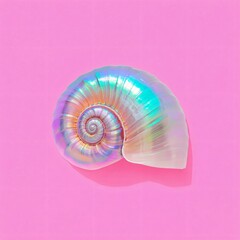 nautilus shell on pink background