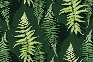 Botanical Design Featuring Exotic Fern Fronds and Lush Foliage Shadows
