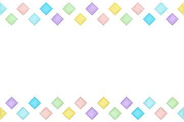 カラフルなダイヤの形が並ぶ模様の幅が狭いフレーム