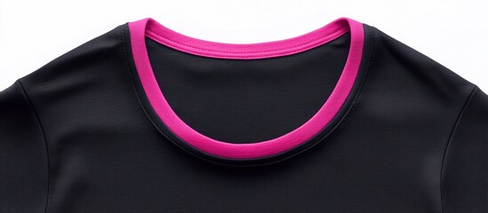 Closeup of a Black T-Shirt with Pink Trim