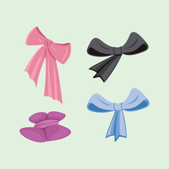 Ribbon Bow Tie Colorful Cute Pastel Decorative Vector