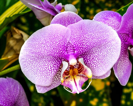 Pink leopard prince moth orchid, Florida.