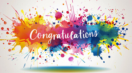 Congratulations" banner with colorful splash stock vector