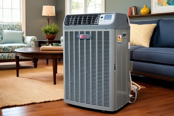 Cool Air Conditioning Unit Bringing Comfort to Family Room in Summer Heat