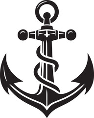 Vector Anchor Silhouette with Nautical Elements