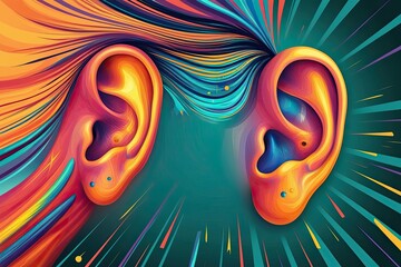Vibrant Ear Structure Illustration for Engaging Dynamic Art Projects