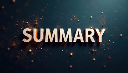 The word 'SUMMARY' in bold 3D text with a vibrant, cosmic background.