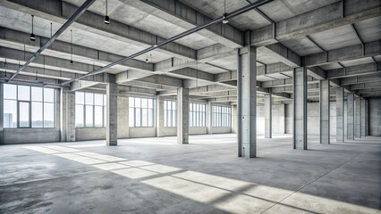 Obraz premium Unfinished concrete building interior, construction, concrete, abandoned, interior, architecture, structure, unfinished