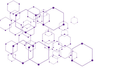 Vectors Geometric abstract background with colorful hexagons. Science technology and medical concept. Communication and structure molecule.