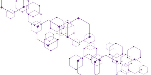 Vectors Geometric abstract background with colorful hexagons. Science technology and medical concept. Communication and structure molecule.