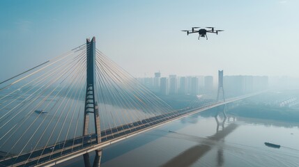 Fototapeta premium Drone Flying Over a Bridge