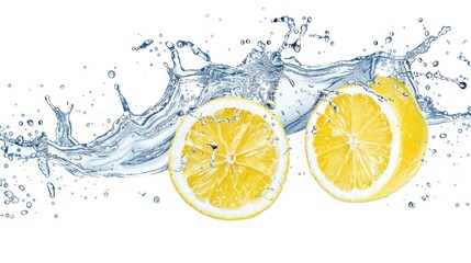 Lemons Splashing in Water