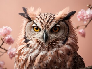 Obraz premium owl in the pink pastel background