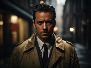 Obraz premium retro style detective on the street