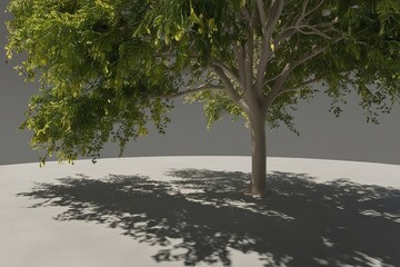 3D Artwork Featuring Stunning Tree Foliage Shadow Overlay on Ground