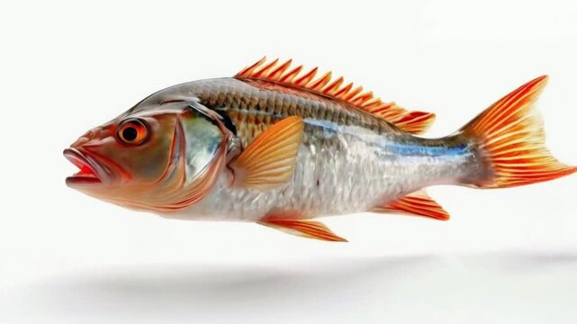  Rotate beautiful fish table cutting white background High quality HD 4K video clips 