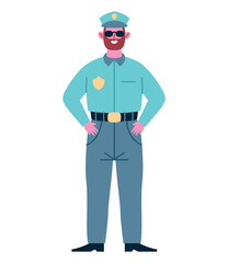 confident police officer stands character