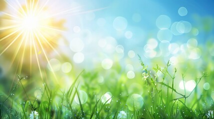 Obraz premium Sunny Meadow with Dew Drops