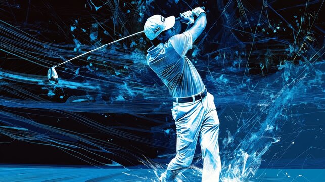 Dynamic Golfer in Motion. A Digital Illustration - Powered by Adobe