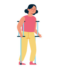 cartoon patient woman on crutches