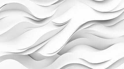 Obraz premium Elegant abstract white layered seamless pattern with smooth waves and curves, creating a subtle and sophisticated three-dimensional texture.