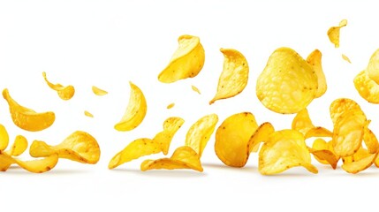 Naklejka premium Crispy Potato Chips in Mid-Air