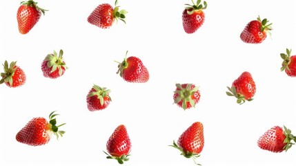 Fresh Red Strawberries on White Background