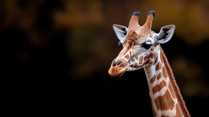 Obraz premium Giraffe against an isolated background, with its detailed patterns and towering neck clearly displayed in a minimalistic environment.