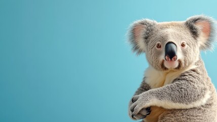 Obraz premium Professionally lit studio shot of a koala, with soft lighting enhancing its detailed fur and expressive face against a minimalistic backdrop.