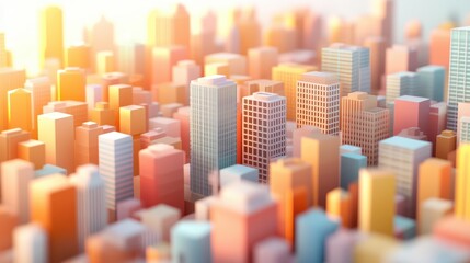 Obraz premium Futuristic AI-Generated City with Ever-Evolving Morphing Buildings in 3D and 2D Forms