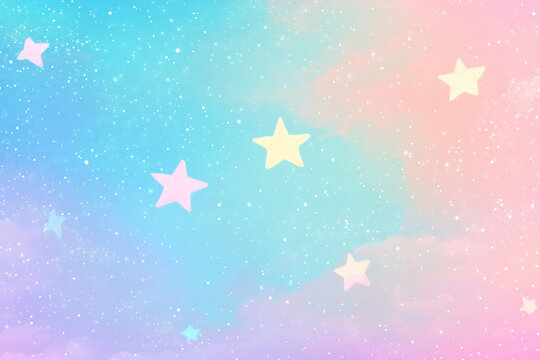 Pastel stars with a gradient sky pastel background