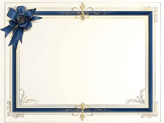 Elegant Blue and Gold Frame with Ribbon.