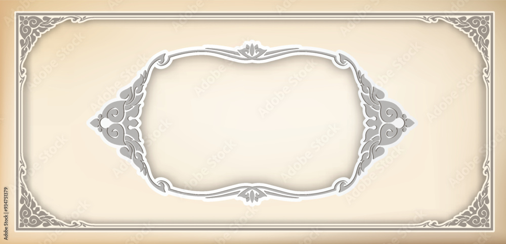 Leinwandbilder Vector border design decoration pattern style. Frame border design is pattern. Frame photo line art. Art frame border. Wedding border Text.