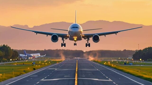 The airplane is landing at the airport above the road. 
