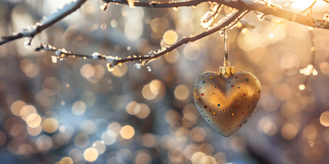 Heart Scene with Gold Lights Dark Gold and Gold Cute 