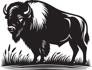 Bison buffalo vector silhouette, bison icon, Animal Silhouette, bison logo vector,