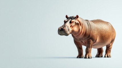 Hippopotamus against an isolated background, with its detailed features and large body prominently displayed in a minimalistic environment.